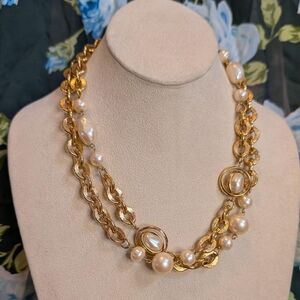 Monet Gold And Pearl Necklace